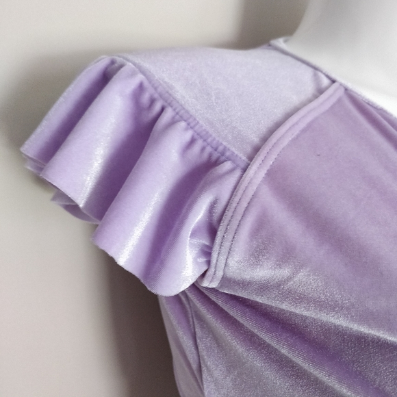 VELVET LILAC ZIP FRILL SLEEVE BIKINI TOP sz 16 - Picture 6 of 10